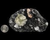 Calcite, Stilbite, Apophyllite on Chalcedony