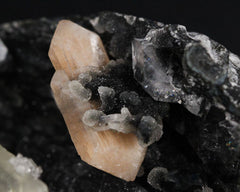 Calcite, Stilbite, Apophyllite on Chalcedony