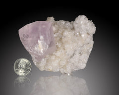 Pink Calcite on druzy Quartz