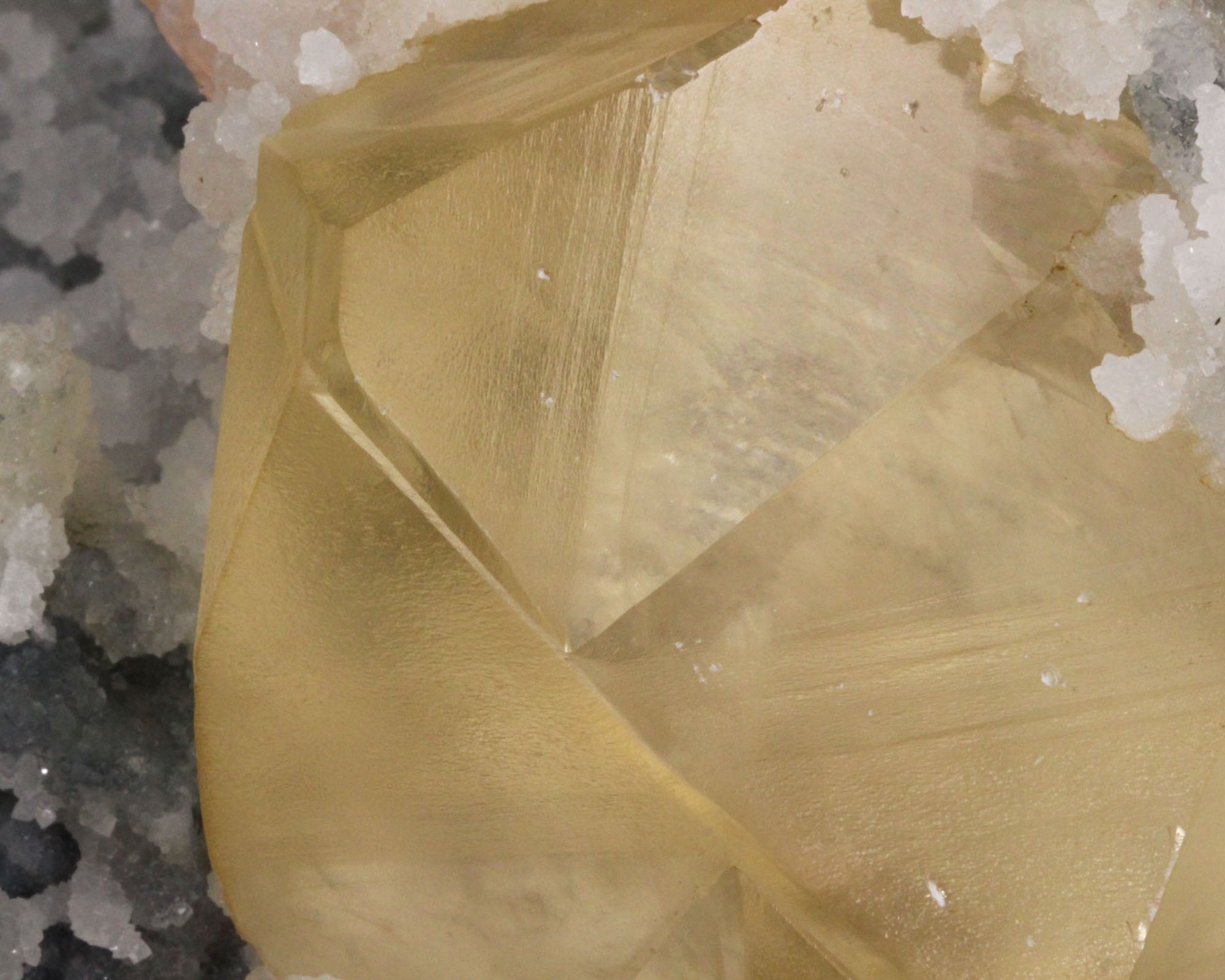 Calcite, Stilbite on Chalcedony and Quartz