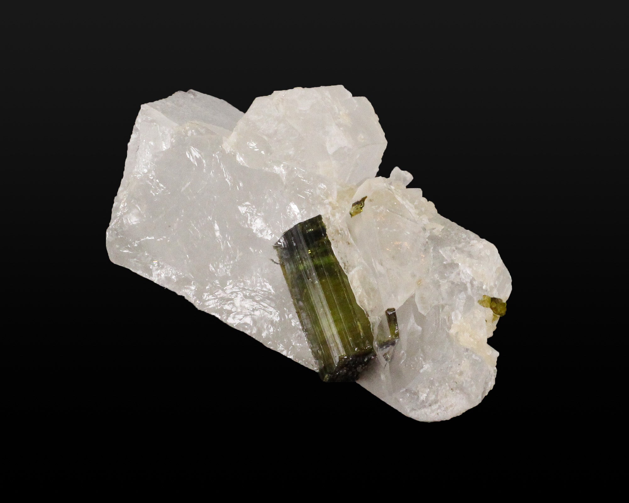 Elbaite Tourmaline on Quartz