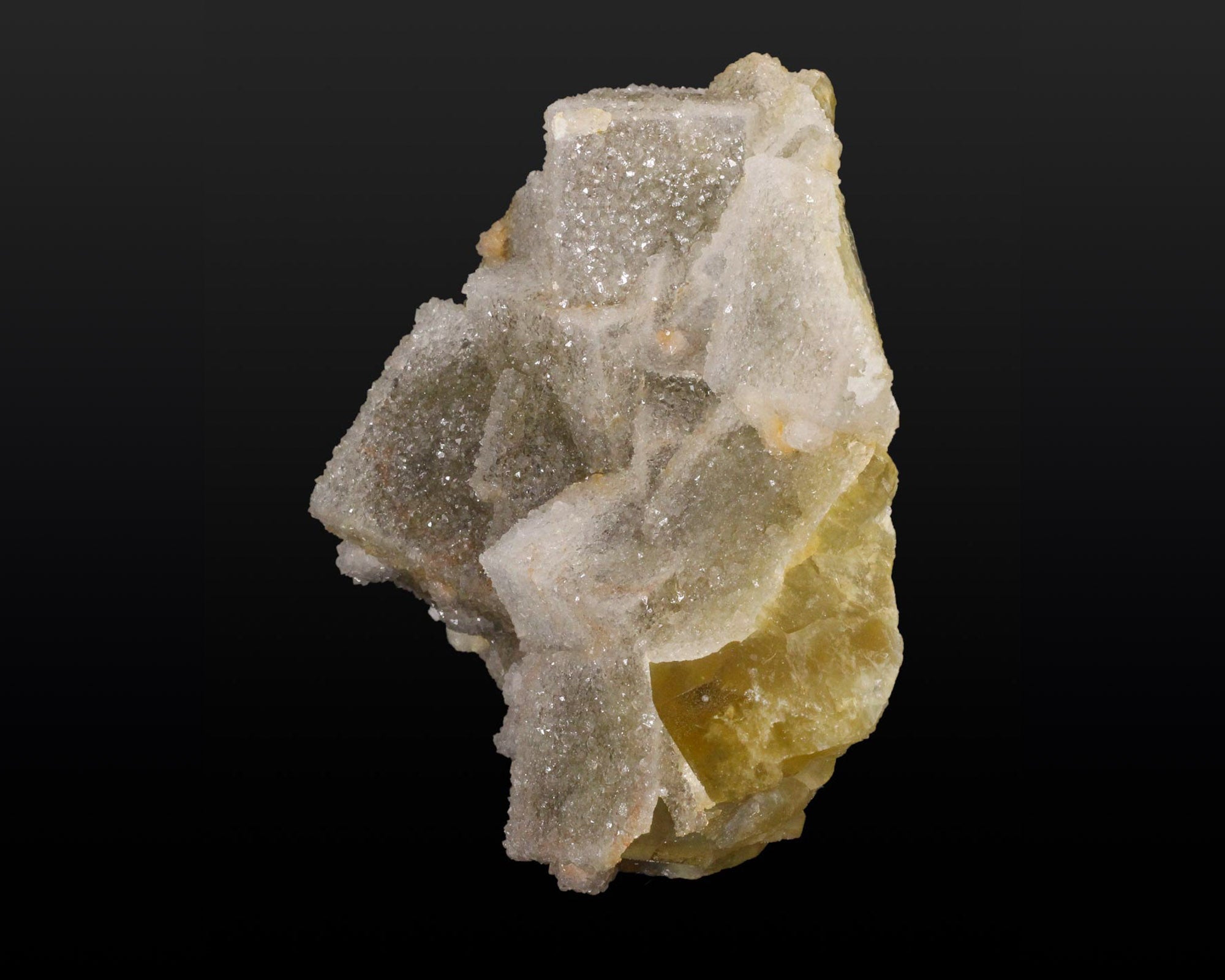 Fluorite, Yellow with Quartz Druse