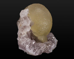 Fluorite, Yellow Sphere on Amethyst