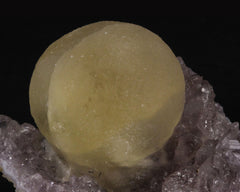 Fluorite, Yellow Sphere on Amethyst