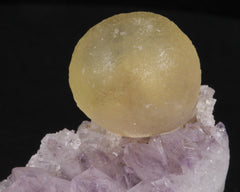 Fluorite, Yellow Spheres on Amethyst