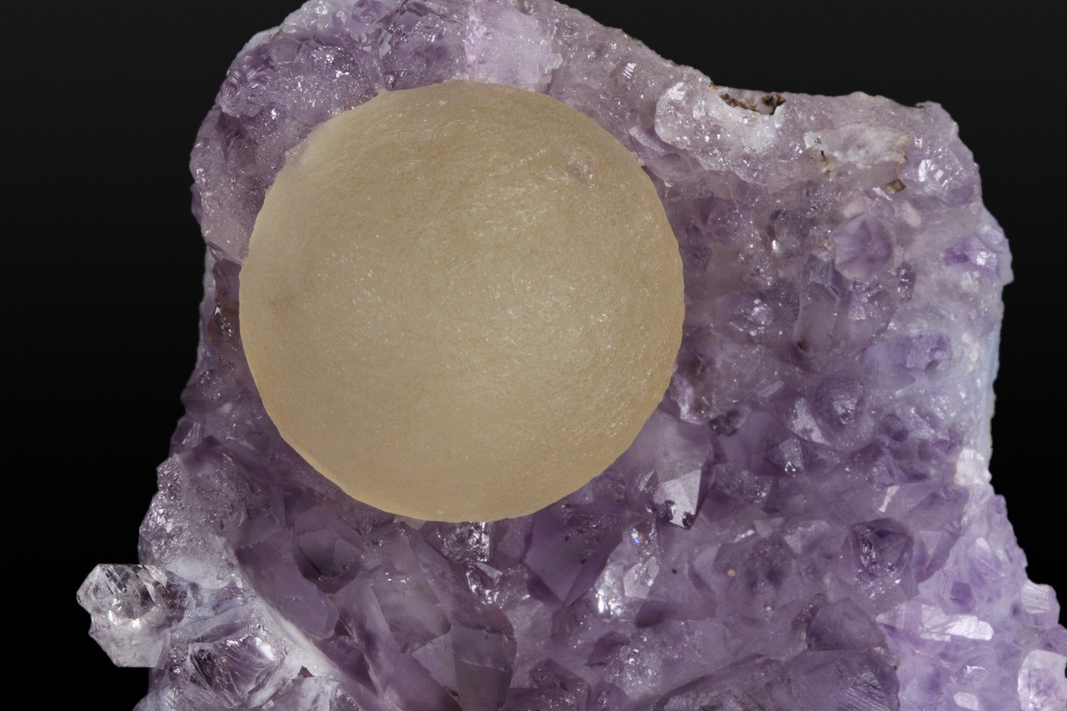 Fluorite (Yellow Sphere) on Amethyst