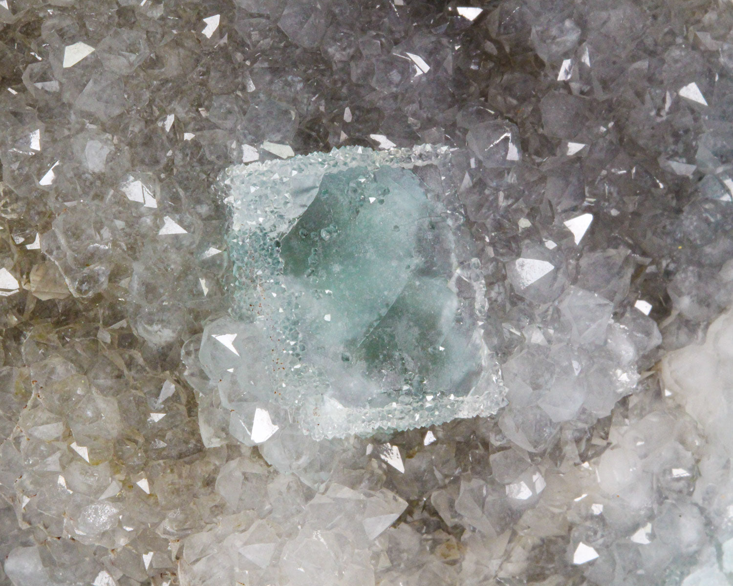 Fluorite with Quartz druzy