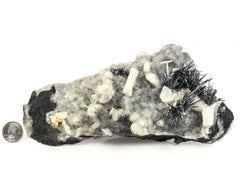 Stibnite on Quartz with Calcite