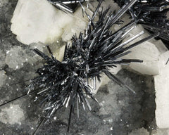 Stibnite on Quartz with Calcite