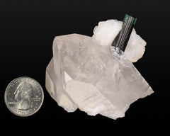 Elbaite Tourmaline on Quartz with Albite