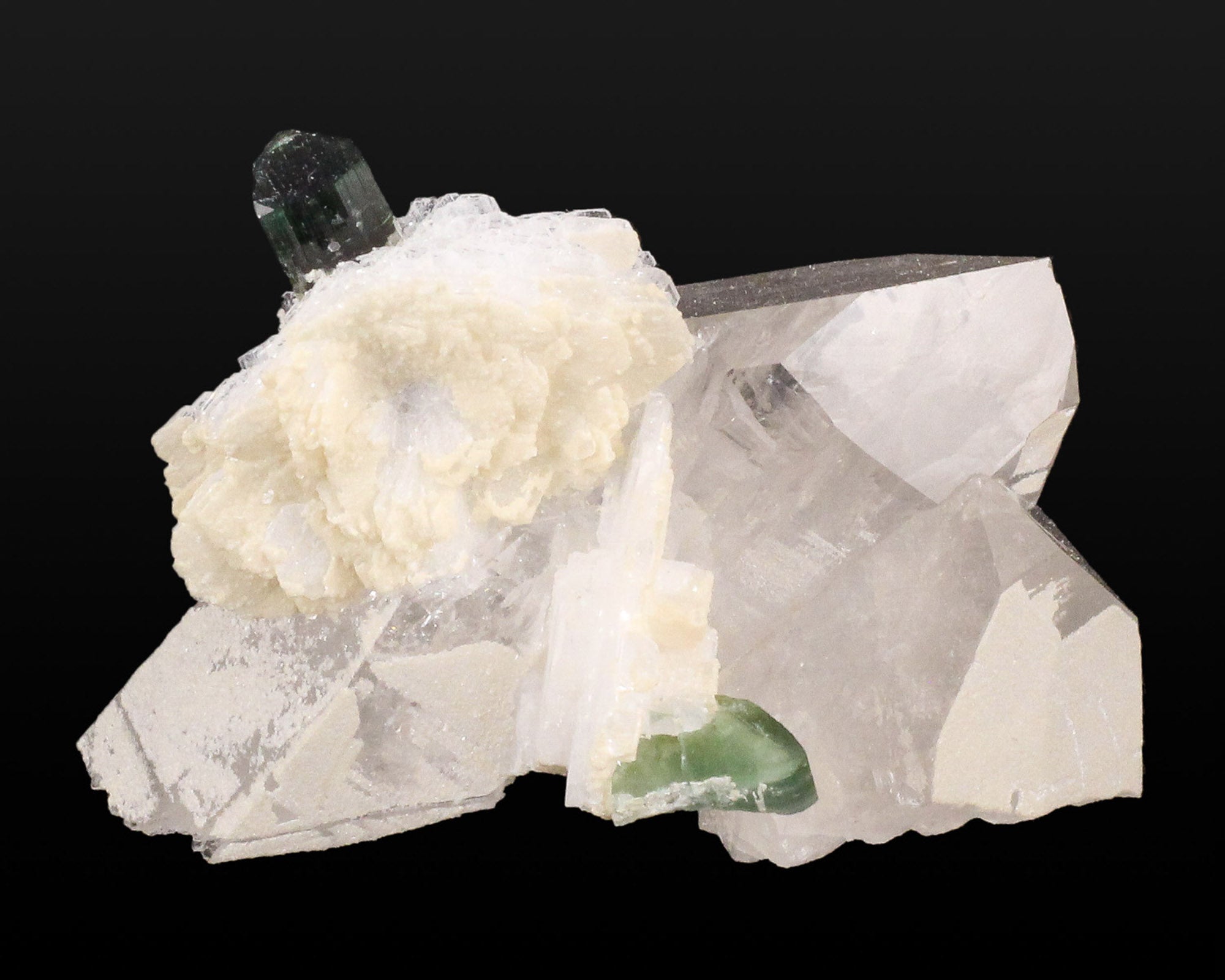 Elbaite Tourmaline on Quartz with Albite